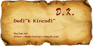 Deák Kincső névjegykártya